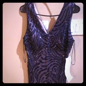 Navy Nightway Sequin Dress
